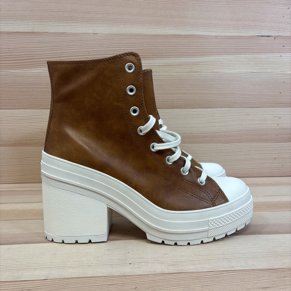 CONVERSE Chuck 70 De Luxe Heel Leather Cognac Woman's Sz 11.5 Men Sz 9.5 A12866C